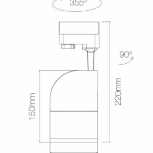 Beneito Faure - Aston / Konic Leuchte für 3-Phasen-Stromschiene - Skizze