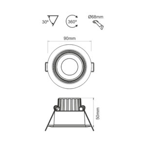 Beneito Faure - LED-Downlight Compac in runder Bauform 8W - Skizze