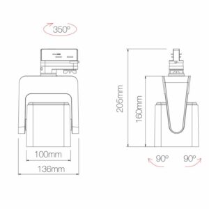 Beneito Faure - LED-Spot Kom 40W für 3-Phasen-Stromschiene - Skizze